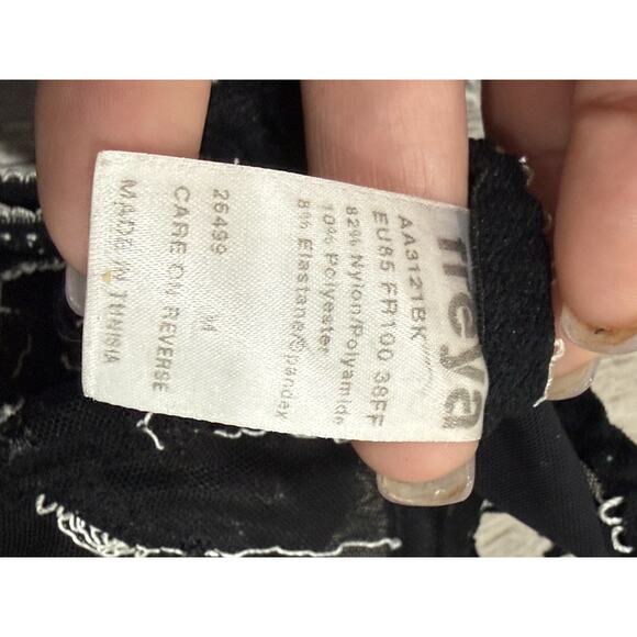 FREYA Mesh Sheer Polka Dot Lace Trim Underwire Plunge Bra Womens 38FF MOD AA312 - Picture 3 of 3